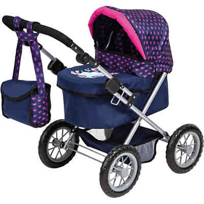 Puppenwagen Trendy, Elefanten Motiv, blau/pink von Bayer