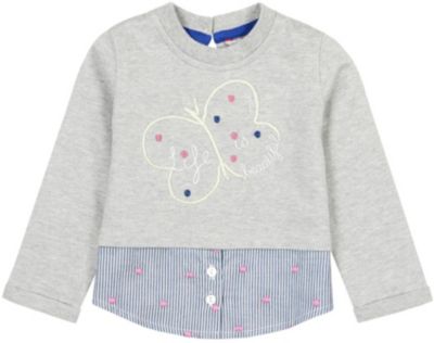 Baby Sweatshirt mit angesetzter Bluse grau Gr. 104 Mdchen Kleinkinder