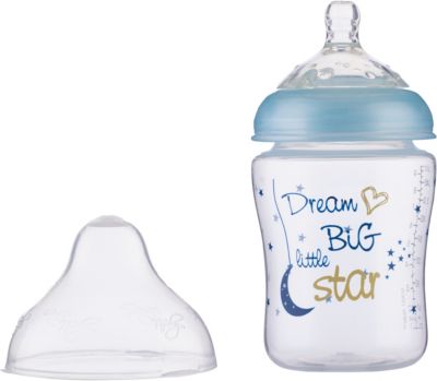 Weithals Flasche Little Moments mit Silikonsauger Gr.S, PP, 270 ml, blue blau