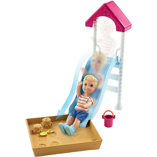 Игровой набор Barbie "Скиппер няня" Малыш на горке с песочницей от Mattel