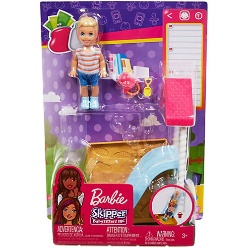 Игровой набор Barbie "Скиппер няня" Малыш на горке с песочницей от Mattel
