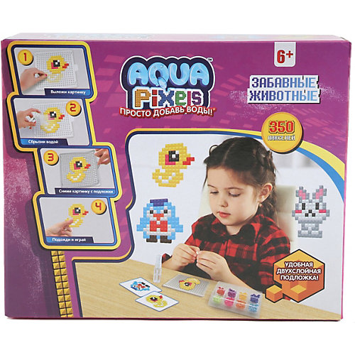 Набор для творчества 1Toy "Aqua pixels" Забавные животные, 350 пикселей от 1Toy