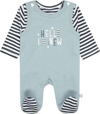 Strampler + Langarmshirt graublau Gr. 62 Jungen Baby