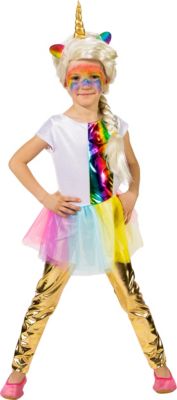 Einhorn Kleid mit Haarreif Kinder Kostüm  Größe Karneval Fasching 140 