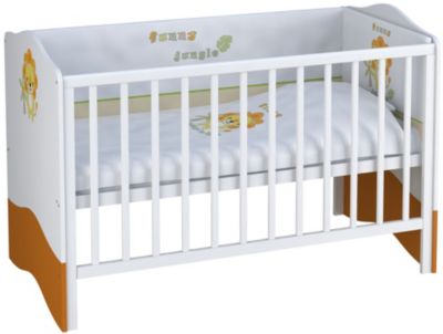 Kombi-Kinderbett Basic Jungle, 140 x 70 cm, wei-orange, 1184-1 orange/wei