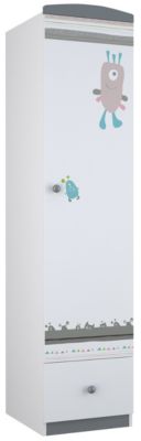 Kleiderschrank Basic 1-t�rig mit Schublade ��Monsters��, wei�-grau, 1190-2 wei�/grau