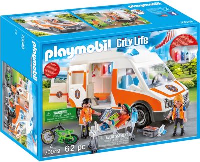 Playmobil 70049 Rettungswagen mit Licht und Sound Krankenwagen Hilfs-Sanitäter 