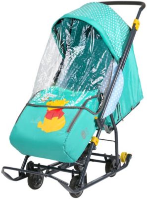 Санки-коляска Ника детям "Baby 1" Винни изумрудный