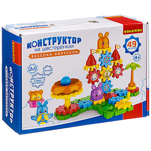 Конструктор на шестерёнках Bondibon "Весёлая карусель", 49 деталей от Bondibon