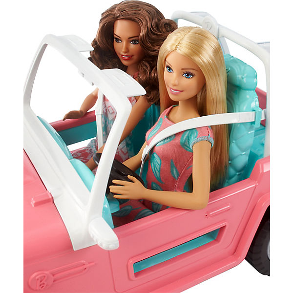 Barbie Pink Jeep mit zwei Puppen