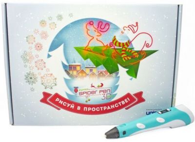 Новогодний набор 3Д Ручка Spider Pen PLUS, Пластик, Трафареты, цвет Желтый