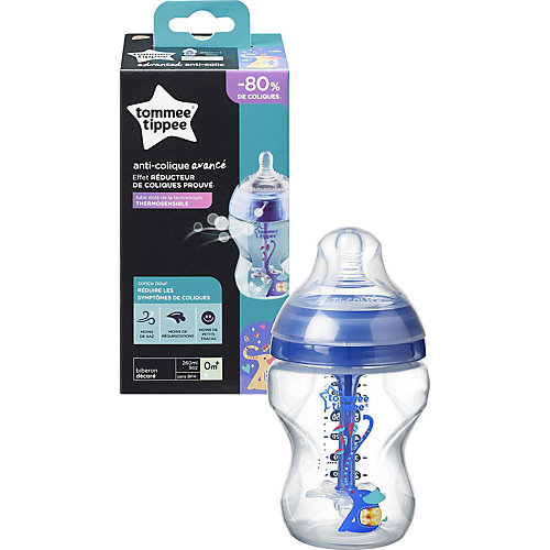Бутылочка для кормления Tommee Tippee "Advanced" с усиленным антиколиковым клапаном и индикатором температуры, 260 мл., с от Tommee Tippee