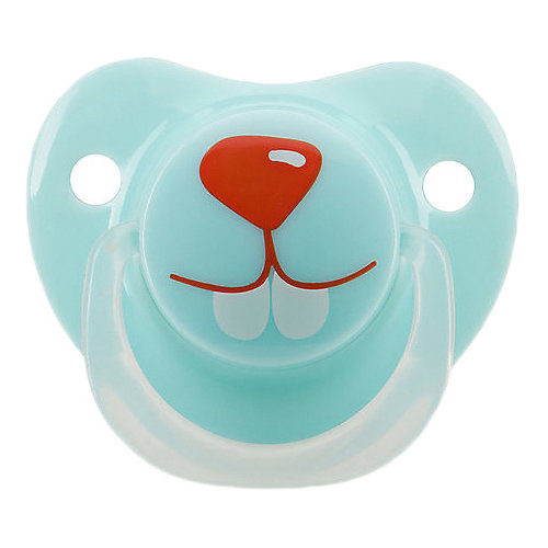 Силиконовая ортодонтическая пустышка Happy Baby "Кролик" с 12 мес, голубая от Happy Baby