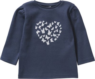 Baby Langarmshirt , Herz dunkelblau Gr. 86 Mädchen Kinder