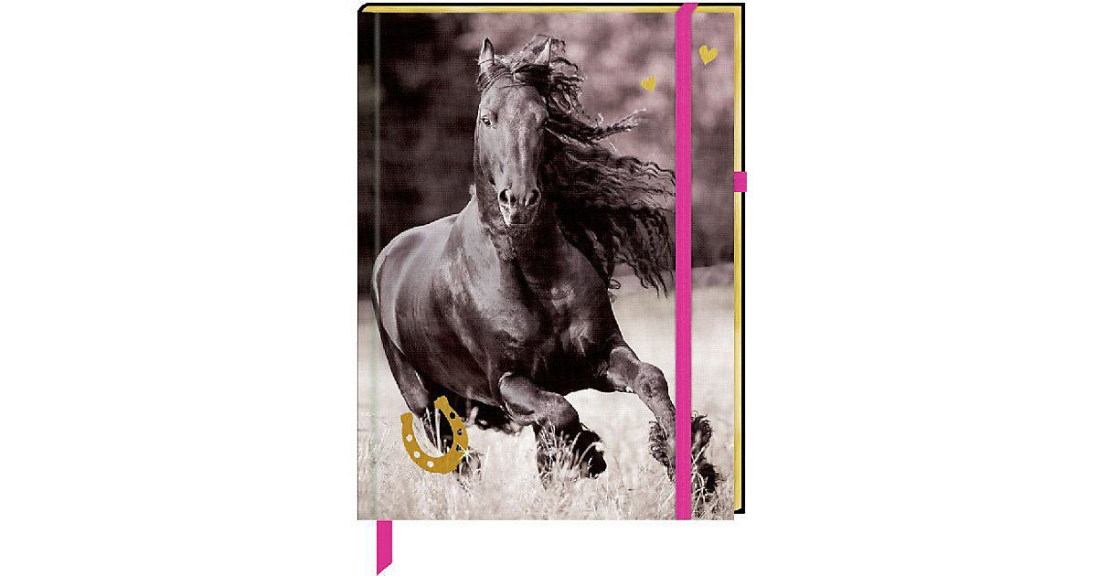 Notizbuch mit Stoffeinband: I LOVE HORSES: Meine Notizen