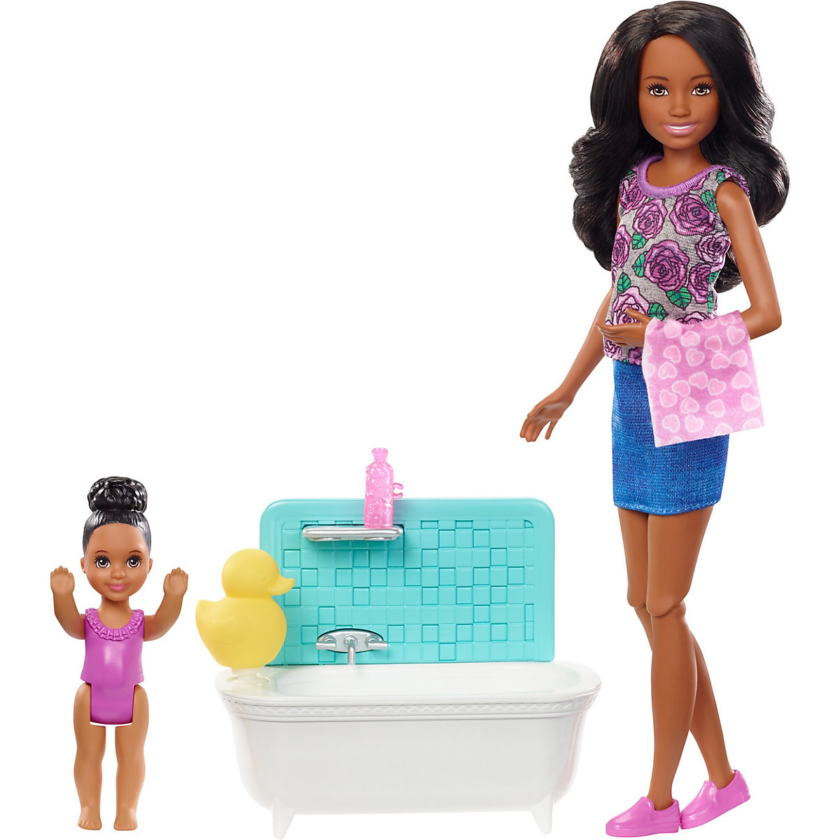Barbie Skipper Babysitters Puppe (schwarze Haare) Spielset mit Baby-Puppe &amp; Badewanne