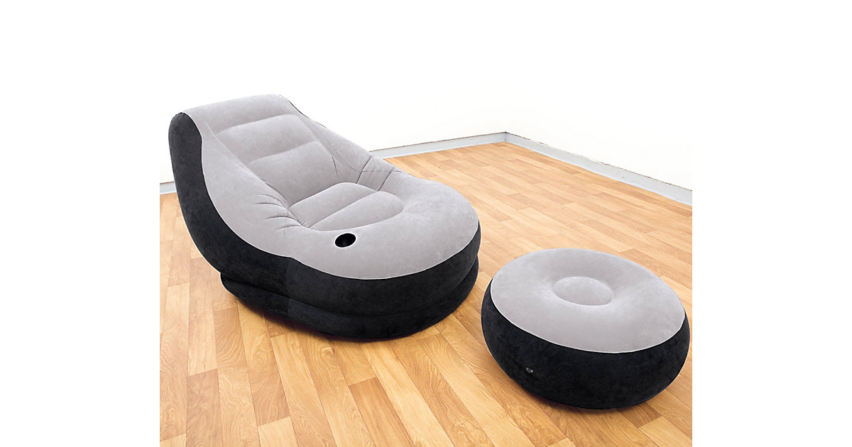 Ultra Lounge Sessel inkl. Ottomane grau/schwarz