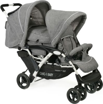 Geschwisterwagen Duo, Melange grau-wei�