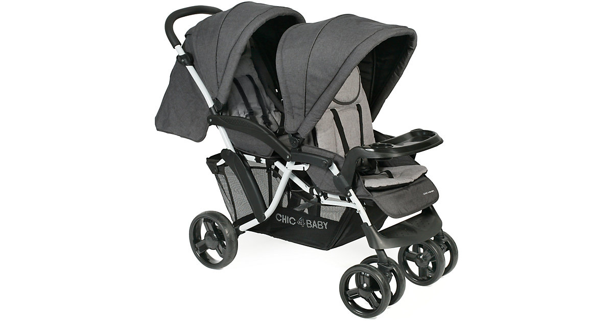 CHIC4BABY · Geschwisterwagen Doppio, Melange anthrazit, 2019 CHIC4BABY · Geschwisterwagen Doppio, Melange anthrazit, 2019