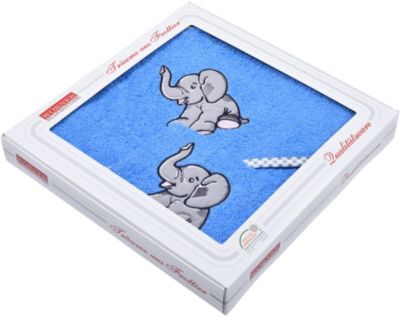 Set Kapuzen-Badetuch 80 x 80 cm & Waschhandschuh 15 x 21 cm, Elefant, veilchen
