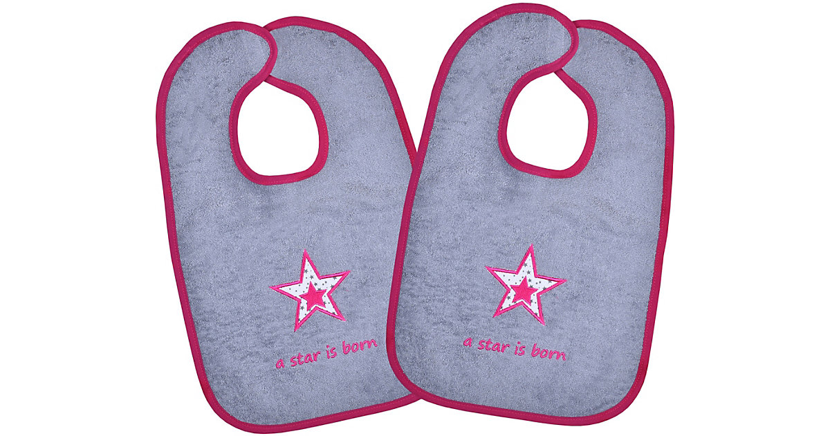 Wörner · Riesen-Klettlätzchen 2er Set, Star, grau/fuchsia, 30 x 45 cm Wörner · Riesen-Klettlätzchen 2er Set, Star, grau/fuchsia, 30 x 45 cm