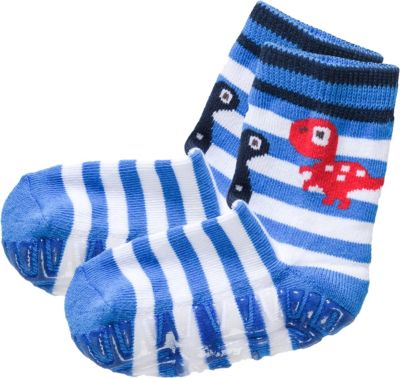 Haussocken Fliesen-Flitzer AIR , Dinos blau Gr. 17/18 Jungen Baby
