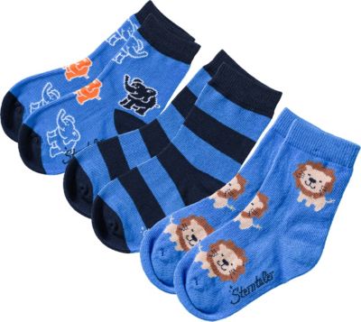 Socken 3er Pack , L�we blau Gr. 19-22 Jungen Kleinkinder