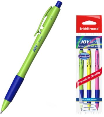 Набор шариковых ручек Erich Krause Joy Neon Ultra Glide Technology, синий, 3 шт