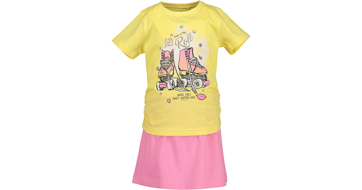 Kinder Set T-Shirt + Rock gelb Gr. 116 Mädchen Kinder