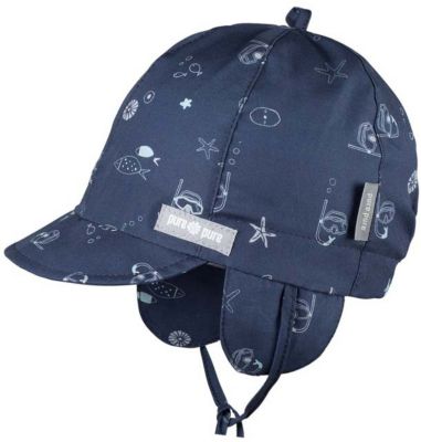 Schirmm�tze zum Binden mit UV-Schutz , Organic Cotton dunkelblau Gr. 41-43 Jungen Baby