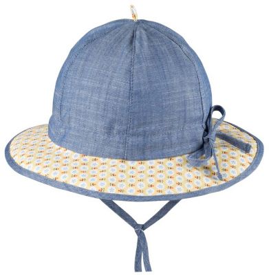 Baby Sonnenhut mit UV-Schutz , Organic Cotton blau/gelb Gr. 51-53 M�dchen Kleinkinder
