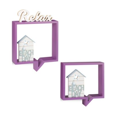 2-teiliges Wandregal Set, Sprechblase lila