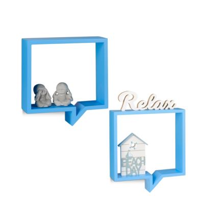2-teiliges Wandregal Set, Sprechblase blau