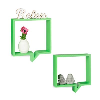 2-teiliges Wandregal Set, Sprechblase gr�n