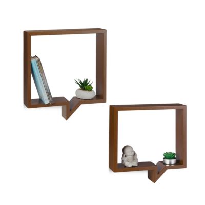 2-teiliges Wandregal Set, Sprechblase braun