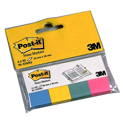 Закладки для страниц "Post-It Index" бумажные, 4 неоновых цвета от 3M