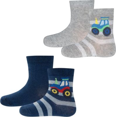 Baby Socken 4er-Pack , Traktor blau/grau Gr. 18/19 Jungen Baby