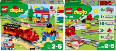 Bundle LEGO® DUPLO® 10874 Dampfeisenbahn + 10882 Eisenbahn Schienen, LEGO DUPLO