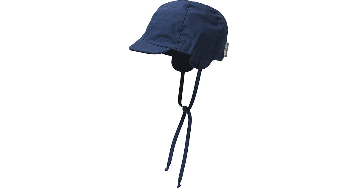Baby Schirmmütze mit UV-Schutz 50+ zum Binden dunkelblau Gr. 45 Jungen Baby