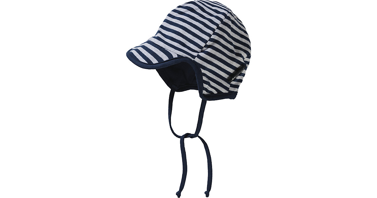 Baby Schirmmütze mit UV-Schutz 50+ zum Binden dunkelblau Gr. 43 Jungen Baby