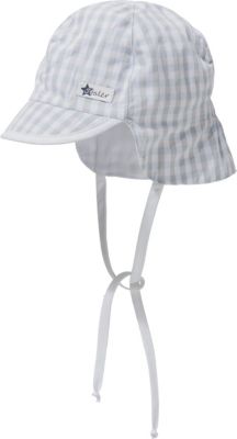 Baby Schirmmuetze mit UV-Schutz 50+ mit Nackenschutz zum Binden blau Gr. 45 Jungen Baby