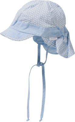 Schirmm�tze mit UV-Schutz 50+ mit Nackenschutz zum Binden blau Gr. 47 Jungen Baby