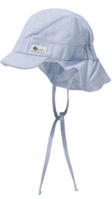 Schirmm�tze mit UV-Schutz 15 mit Nackenschutz zum Binden gr�n/wei� Gr. 49 Jungen Kleinkinder