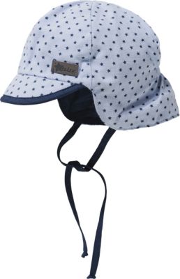 Baby Schirmmütze mit UV-Schutz 50+ mit Nackenschutz zum Binden blau Gr. 45 Jungen Baby