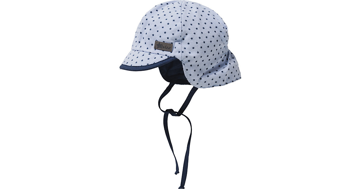 Baby Schirmmütze mit UV-Schutz 50+ mit Nackenschutz zum Binden blau Gr. 49 Jungen Kleinkinder