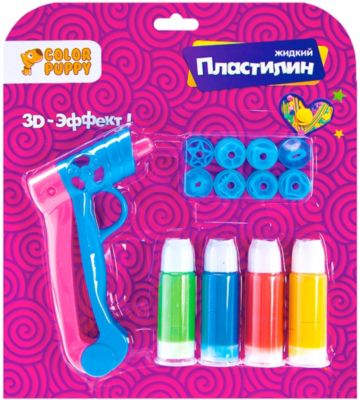 Набор для творчества Color Puppy с пистолетом и жидким пластилином, 4 цвета