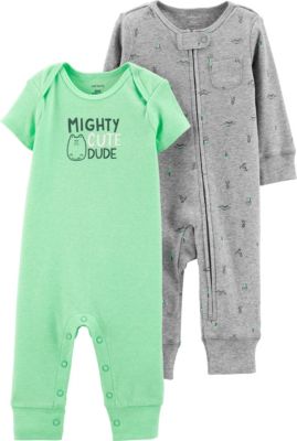 Strampler , Doppelpack gr�n/grau Gr. 68 Jungen Baby