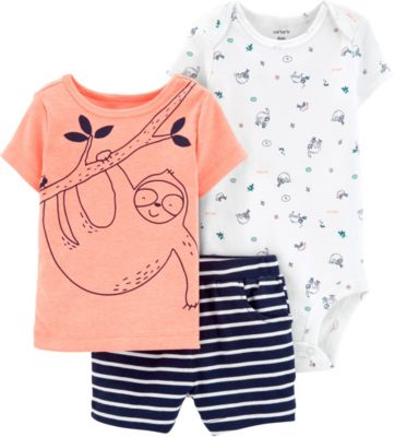 Baby Set T-Shirt + Kurzarmbody + Shorts orange-kombi Gr. 80 Jungen Baby
