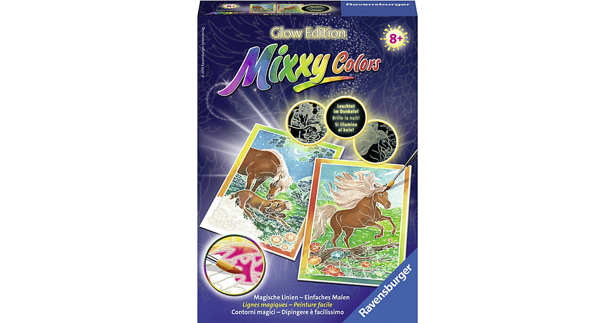 2er-Set Malset Mixxy Colors Glow, 15x21 cm, mit Leuchtfarbe, Wilde Pferde
