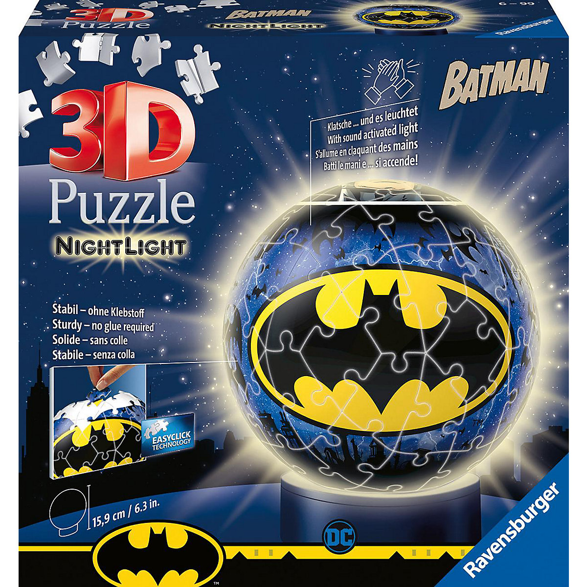 2in1 Nachtlich & puzzleball® Ø13 cm 72 Teile Batman